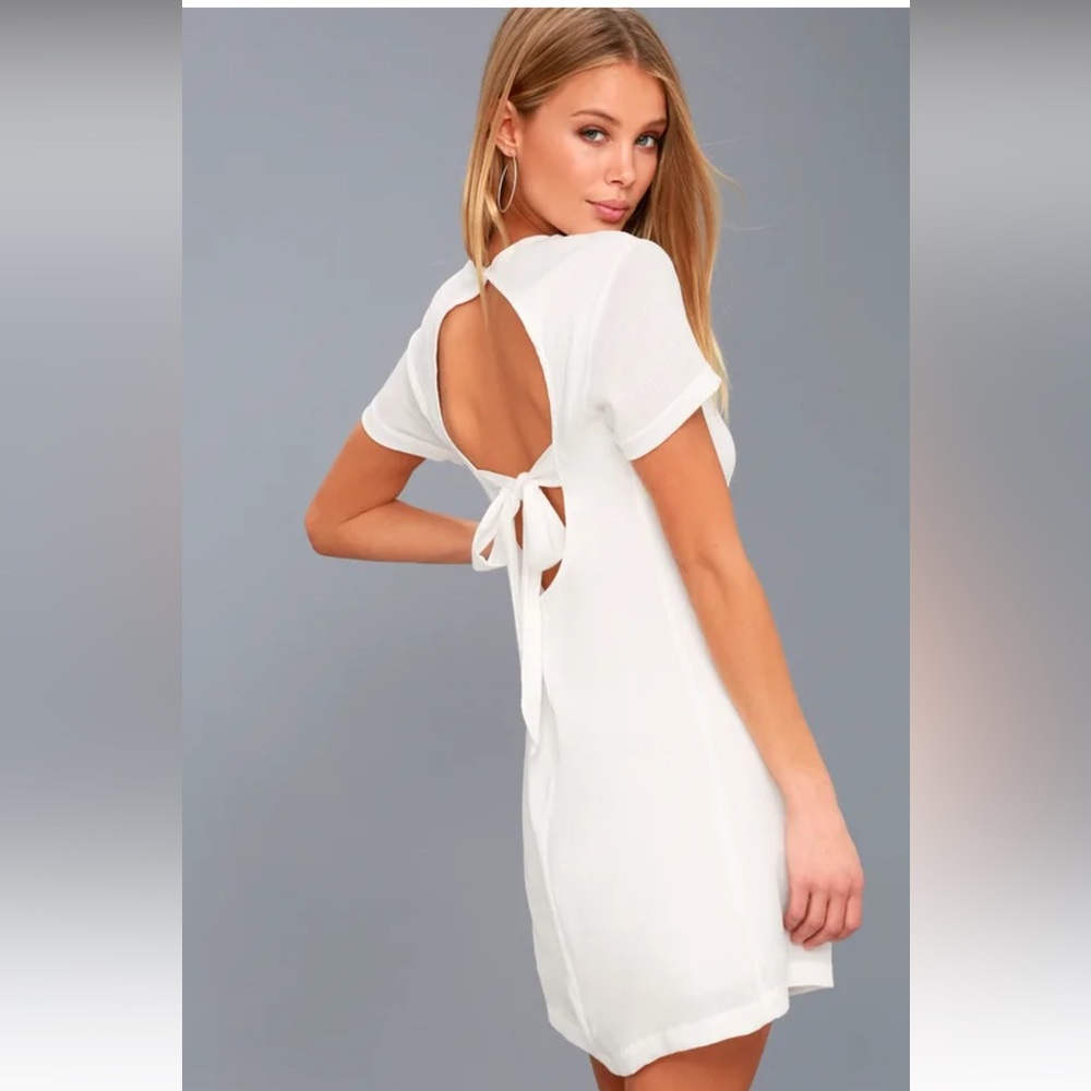 Lulus Vacay Days White Backless Shift Dress Size Large